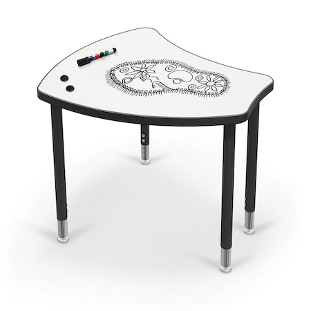 Mooreco Porcelain Desktop, Standard Shapes Desk with Black Direct Mount Shapes Legs 70522